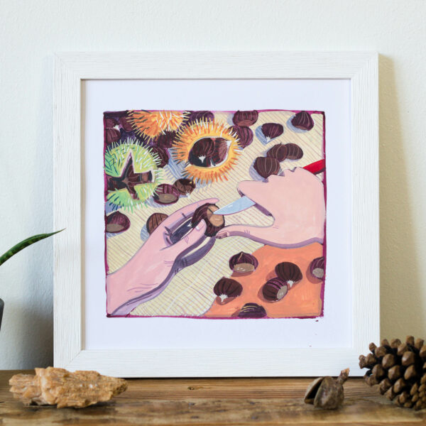 Gouache Originale Les châtaignes