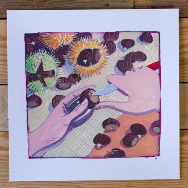 Gouache Originale Les châtaignes – Image 3