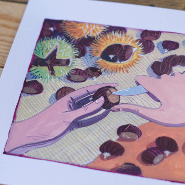 Gouache Originale Les châtaignes – Image 2