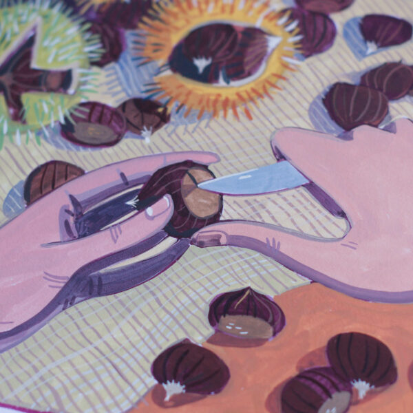 Gouache Originale Les châtaignes – Image 4