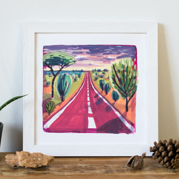 Gouache Originale On the road