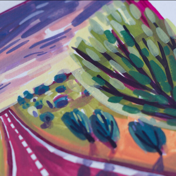 Gouache Originale On the road – Image 3