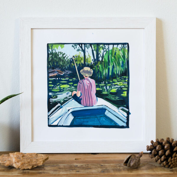 Gouache Originale Partie de pêche