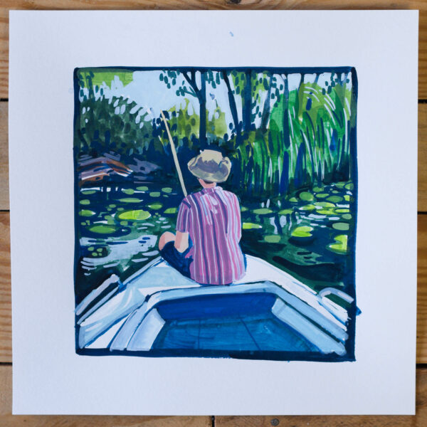 Gouache Originale Partie de pêche – Image 2