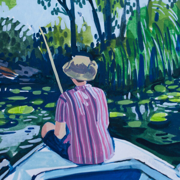 Gouache Originale Partie de pêche – Image 3