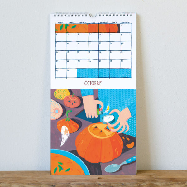 page de calendrier illustré avec une citrouille d'halloween